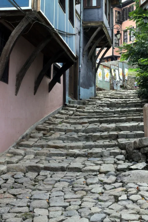 Streets of the Plovdiv's old town are often quite steep
