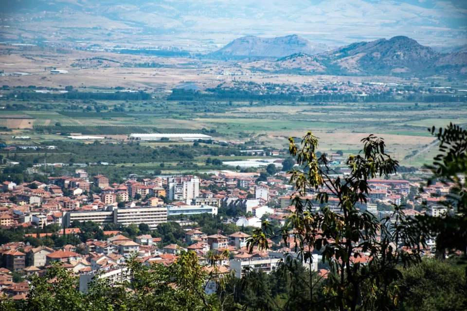 The view at the city of Petrich from the Belasitza mountain foothills