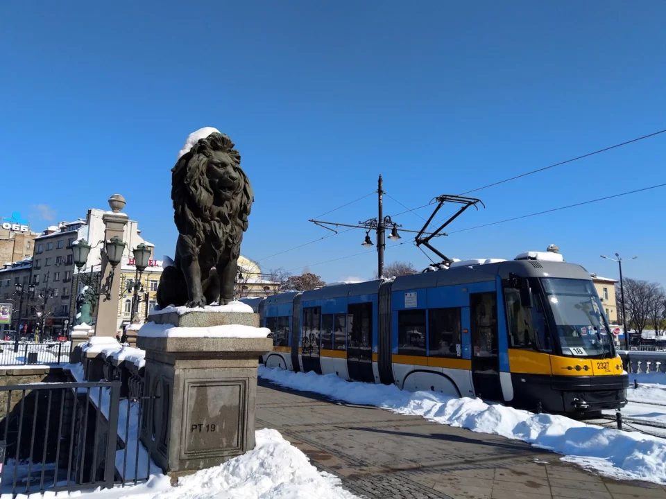 Sofia in February: Lion's bridge square