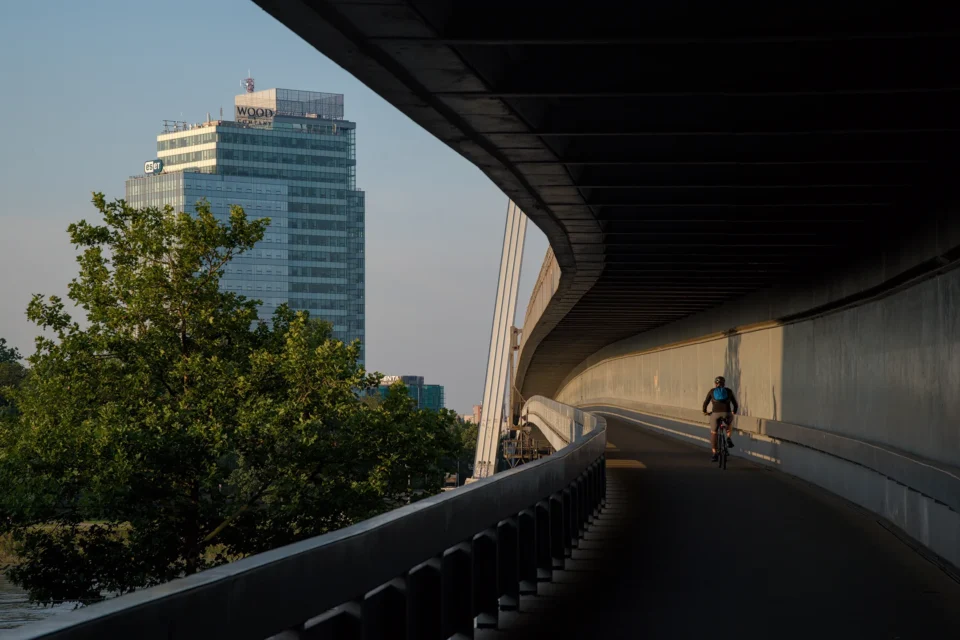 SNP bridge pedestrian walkway and bike lane.